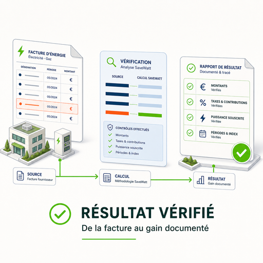 Résultat vérifié de la facture au gain documenté.